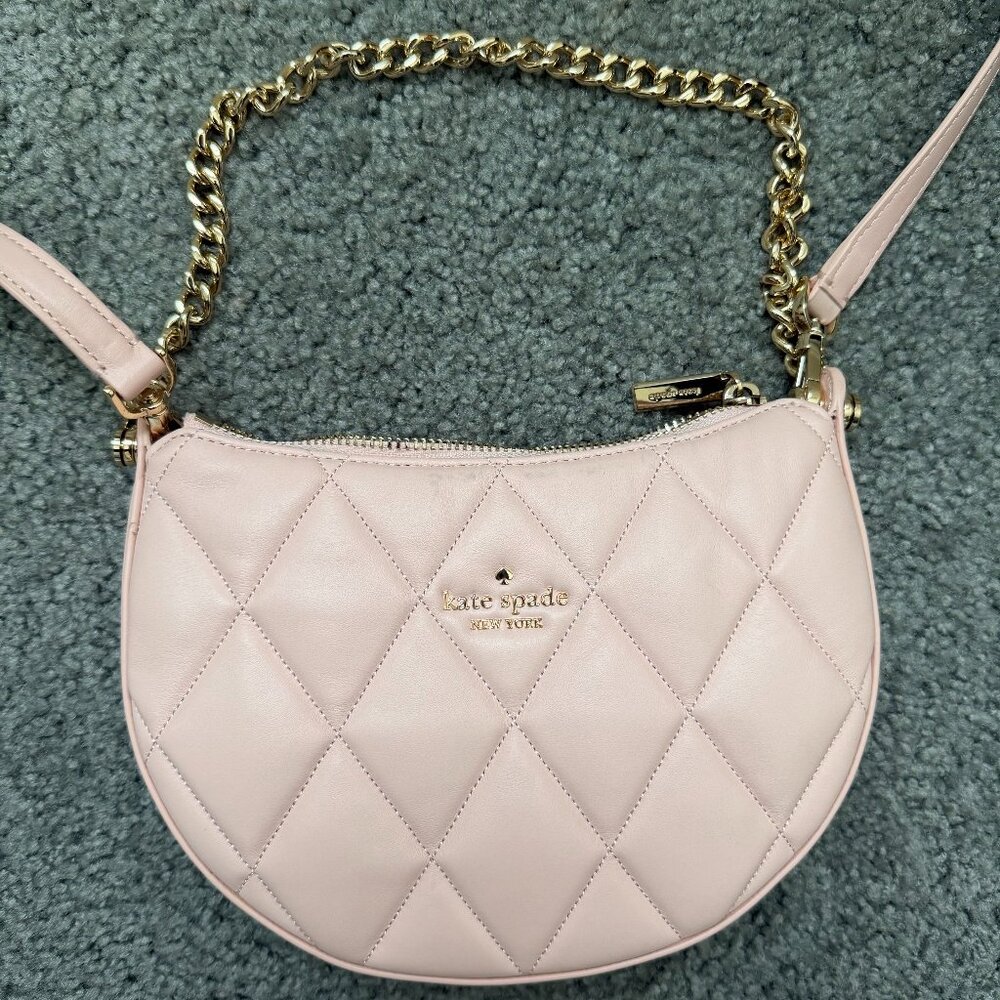 NWOT Kate Spade Carey Quilted Zip Top Crossbody Bag in conch pink